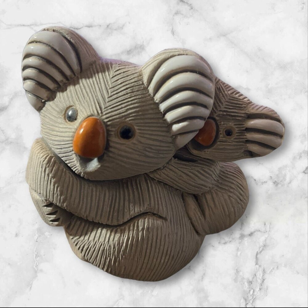 Vintage Artesania Rinconada MAMA KOALA WITH BABY Figurine Uruguay Clay Pottery